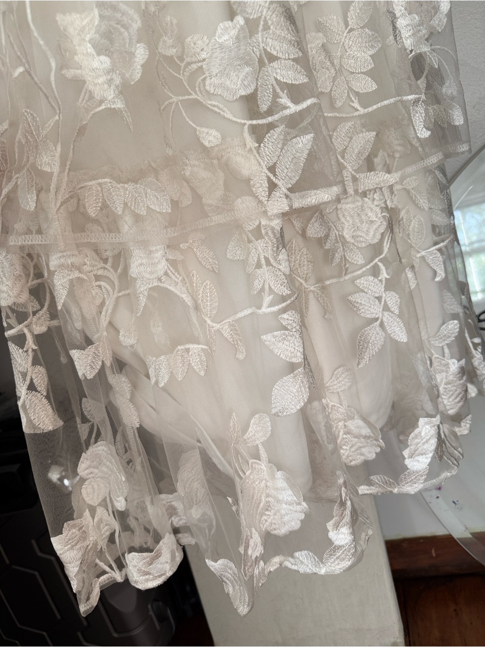 Lulu's white Floral Embroidered 3 Tiered Maxi Dress (strapless) - Picture 5 of 7